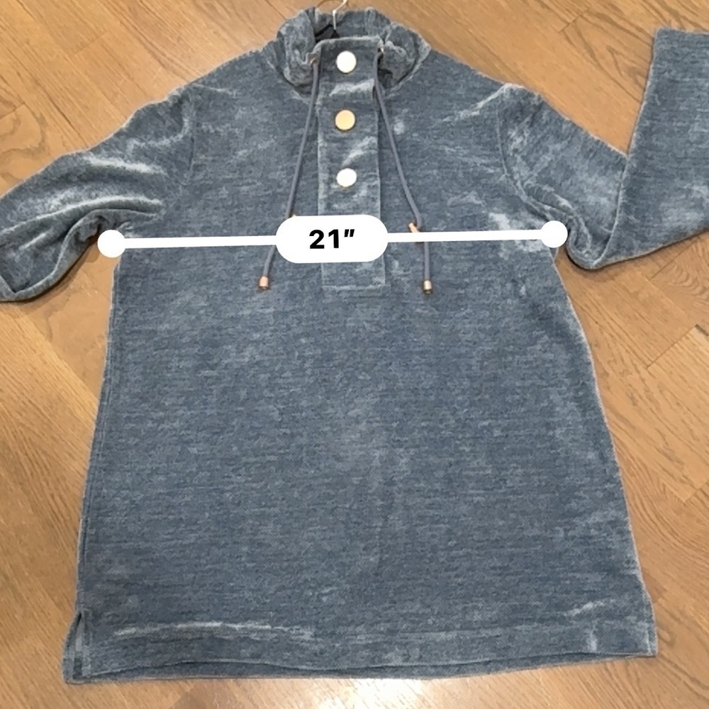 Soft Surroundings St. Germain Pullover Sweater 3/4 Button Blue gray bohemian - Picture 7 of 10